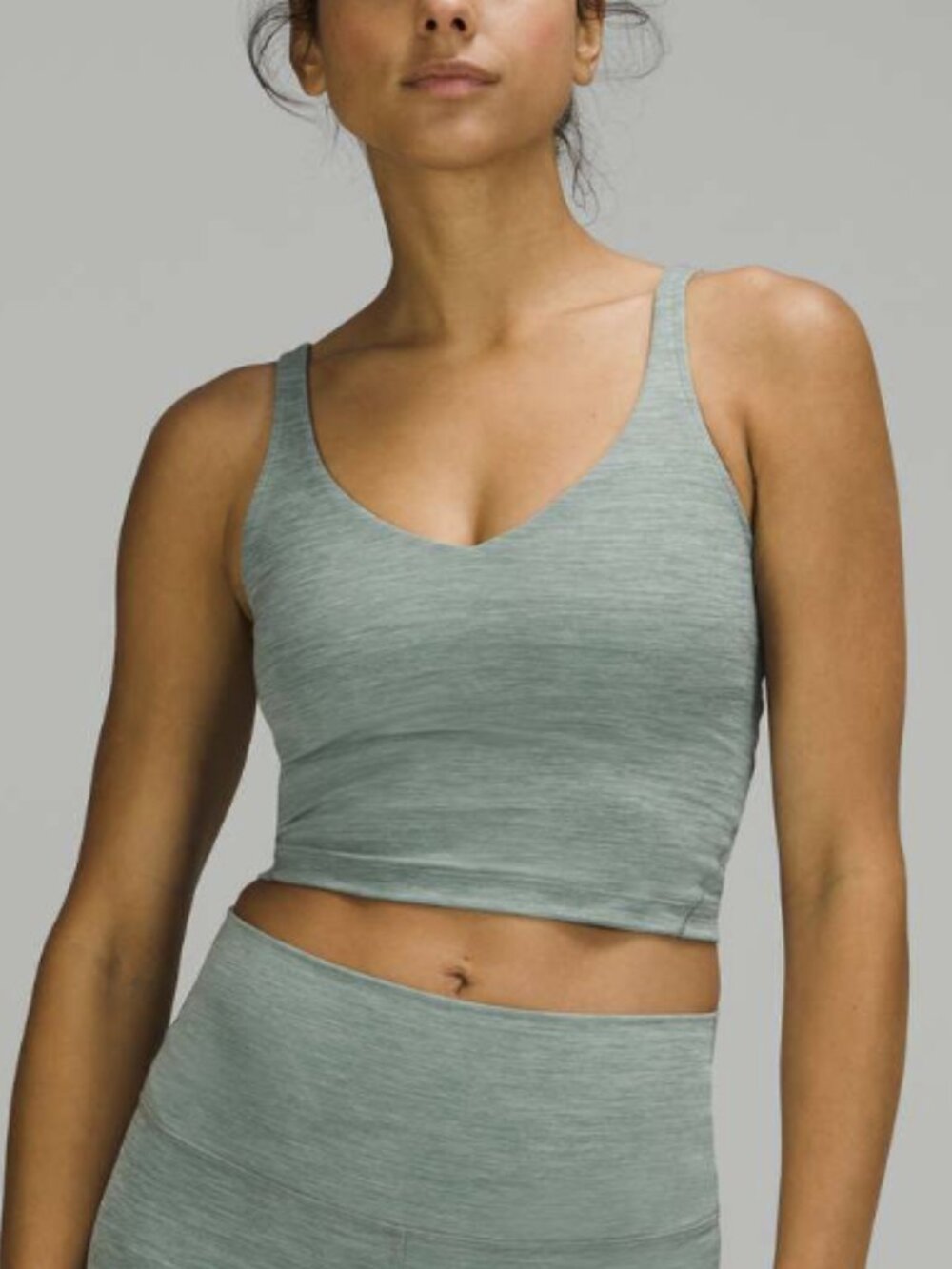 Lululemon Align Tank Crop Top Heathered Tidewater Teal Nulu Built-In Bra Size 8